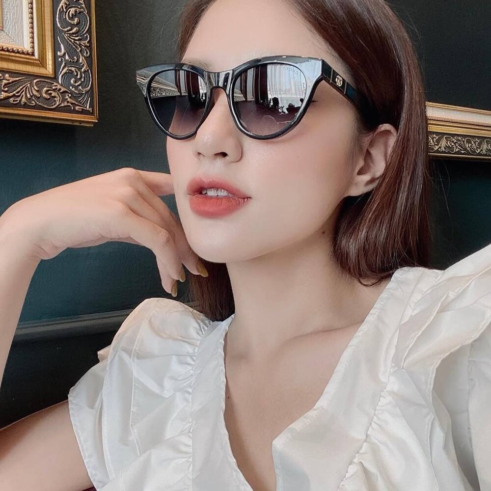 Gucci GG0763S 002 Sunglasses Havana Cat Eye Frame, Brown Gradient Lenses - Picture 4 of 10